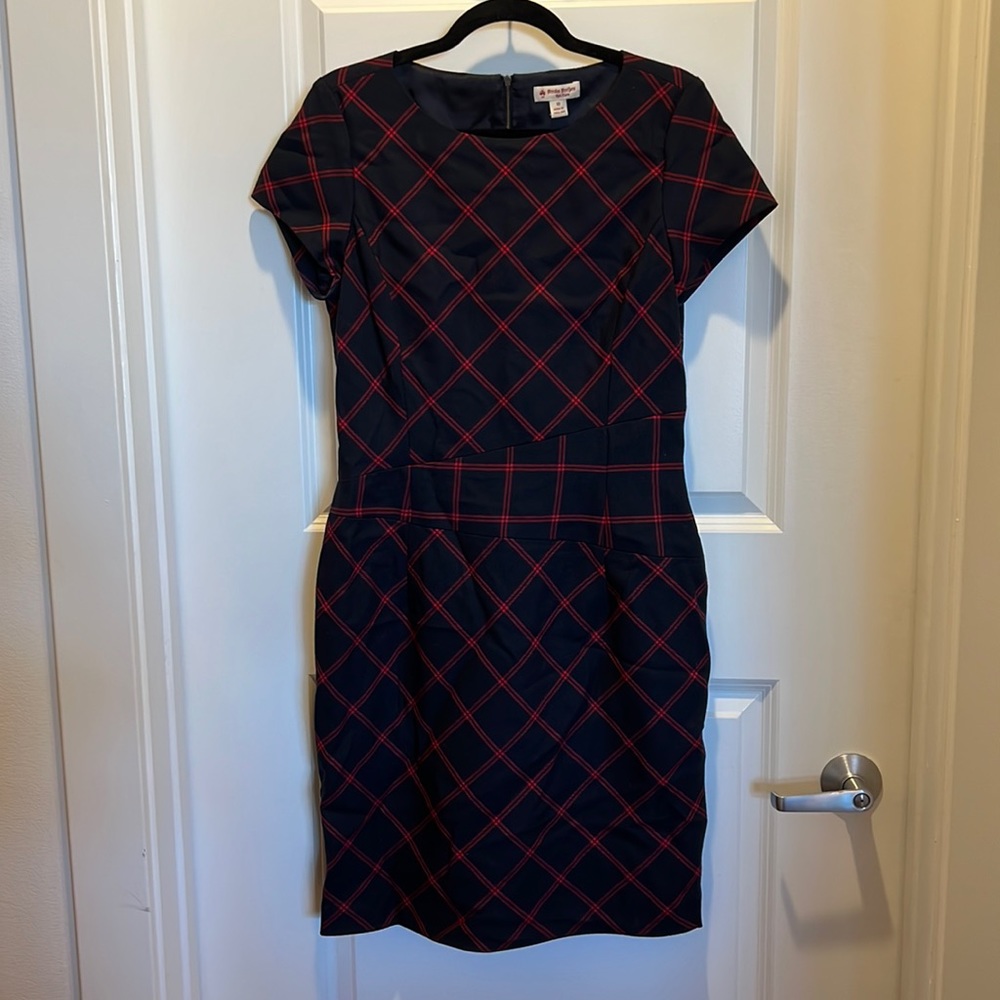 Brooks Brothers Red Fleece Navy Wool Plaid Dress